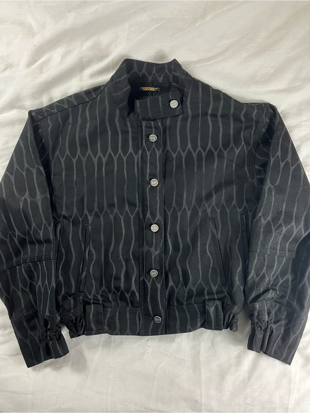 EZZ Studios Black Denim Geometric Pattern Jacket - Picture 2 of 7